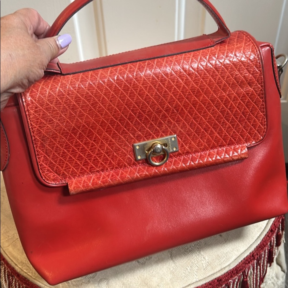 Franco Godi Red leather women’s top handle bag Vtg